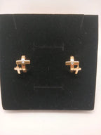 Aretes Candonga Doble Cruz Acero Dorado