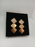 Aretes Largos Acero Dorado con Piedras