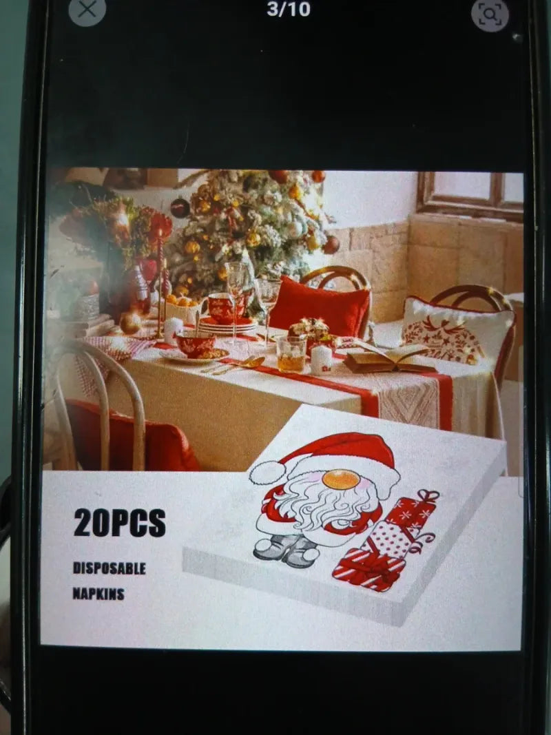 20 Servilletas Papel Navidad Gnomo 3 Capas