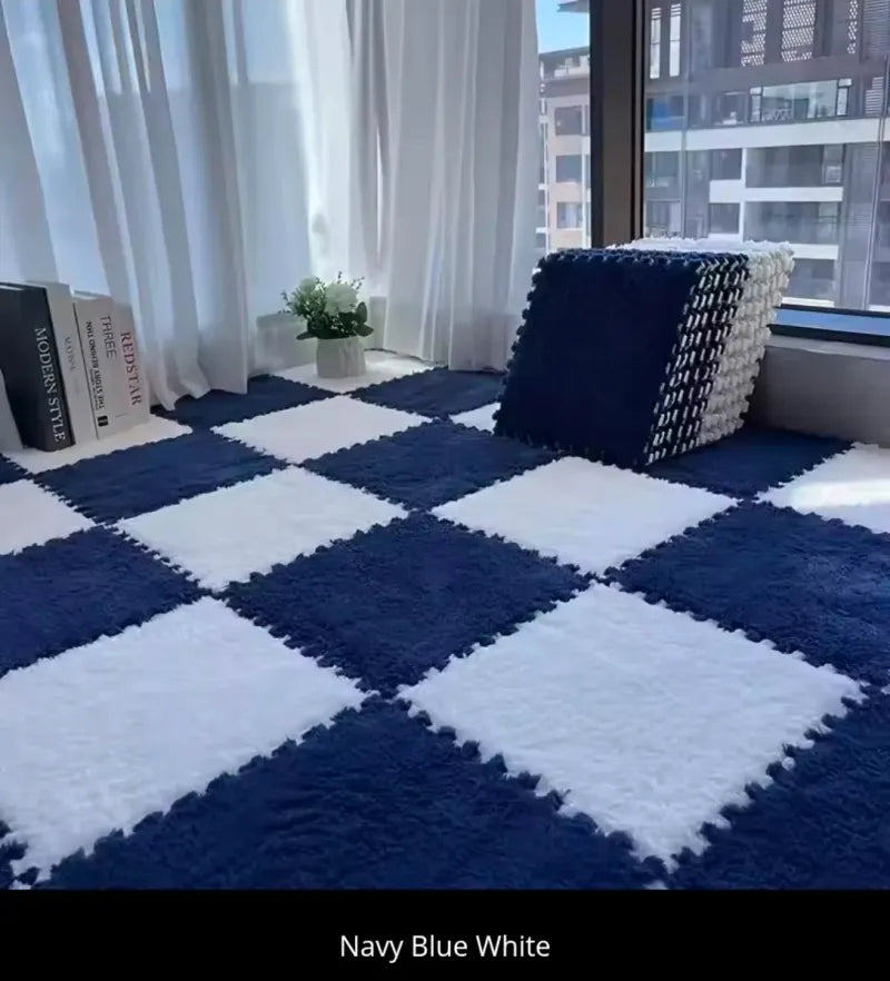 Alfombra Puzzle Suelo 30x30cm Azul y Blanco