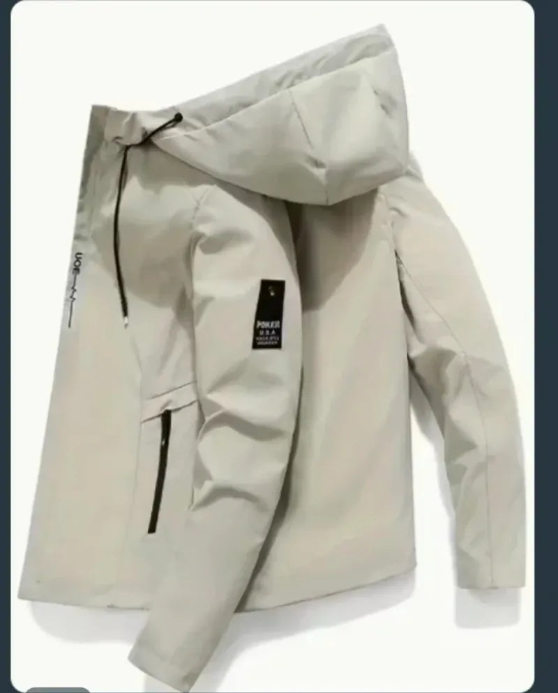Chaqueta Beige Ligera con Capucha