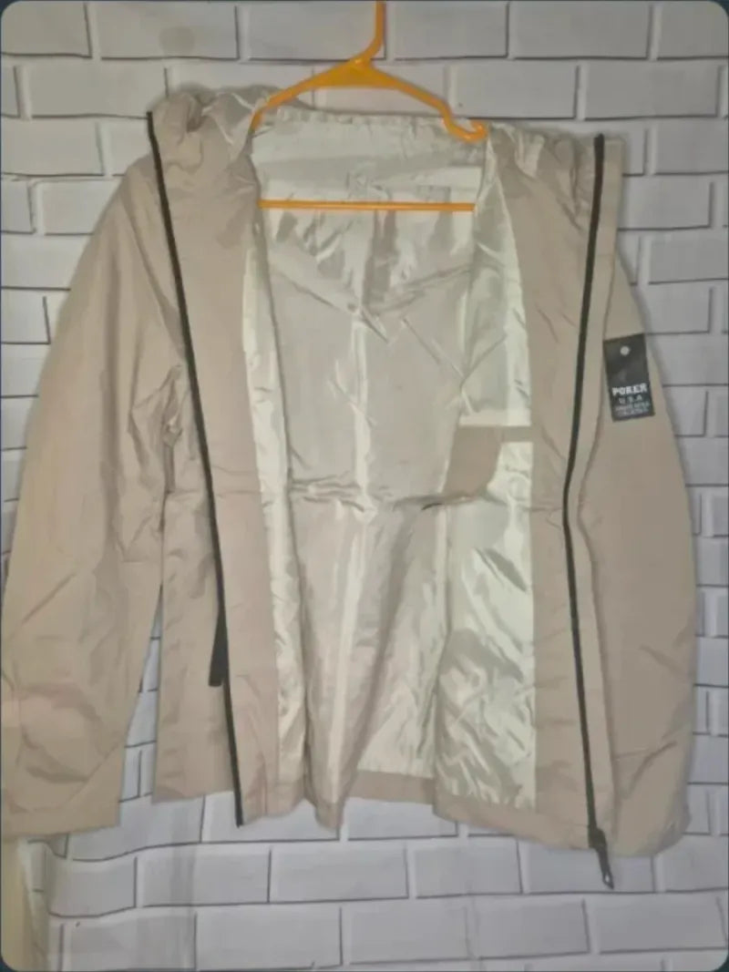 Chaqueta Beige Ligera con Capucha