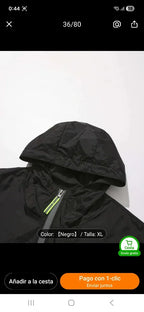 Chaqueta Verano Negra con Capucha Talla L y XL