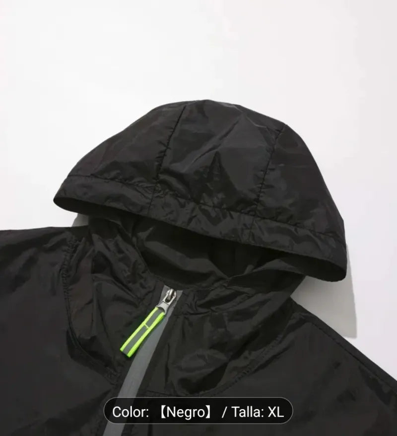 Chaqueta Verano Negra con Capucha Talla L y XL
