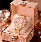 Reloj de Cuarzo Rosa Dorado Mujer