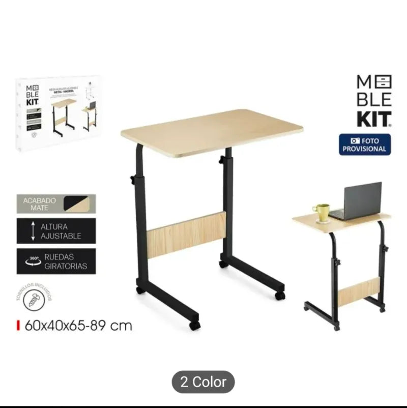 Mesa Auxiliar Madera-Metal Ajustable
