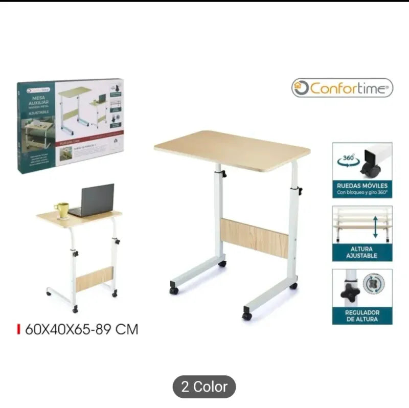Mesa Auxiliar Madera-Metal Ajustable