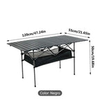 Mesa Camping Plegable 120cm con Almacenamiento