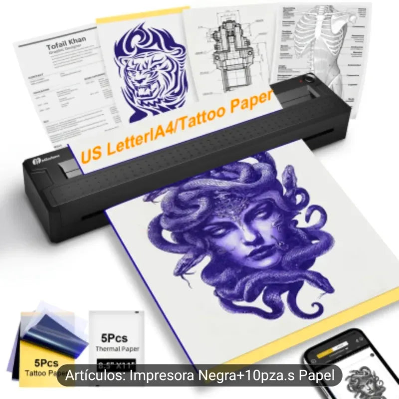 Impresora Térmica Negra + Papel