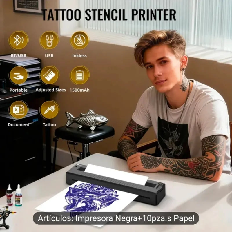 Impresora Térmica Negra + Papel