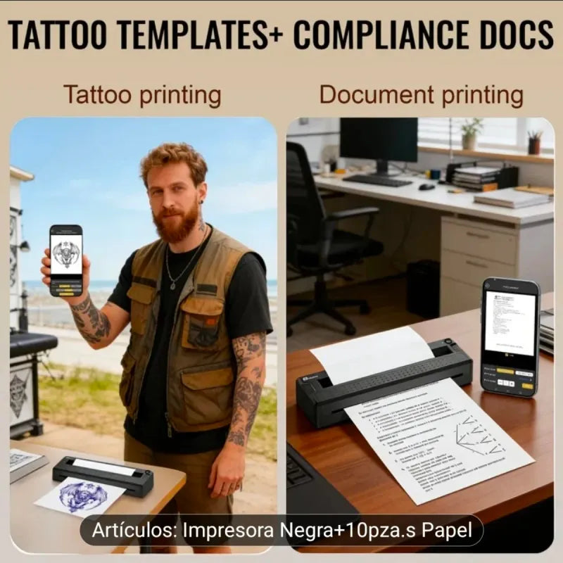 Impresora Térmica Negra + Papel