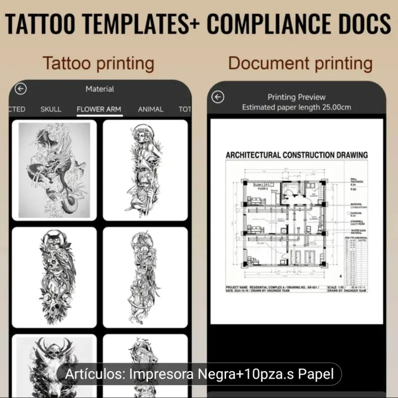 Impresora Térmica Negra + Papel