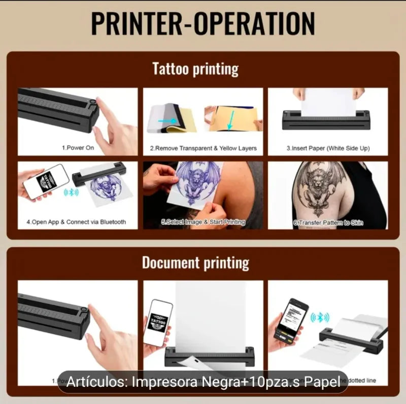 Impresora Térmica Negra + Papel