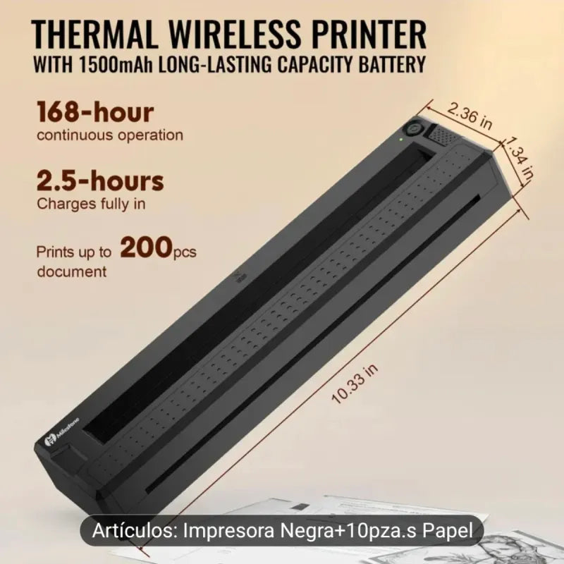 Impresora Térmica Negra + Papel