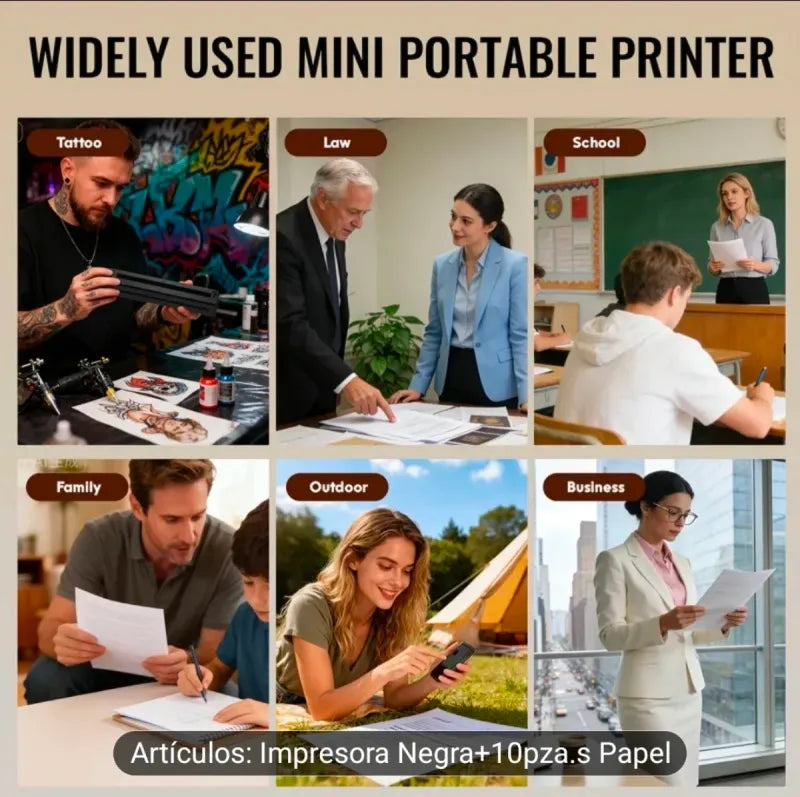 Impresora Térmica Negra + Papel