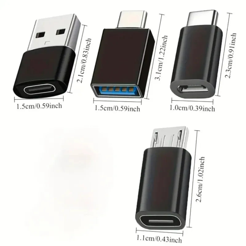 4 Adaptadores USB C, Micro USB, USB A