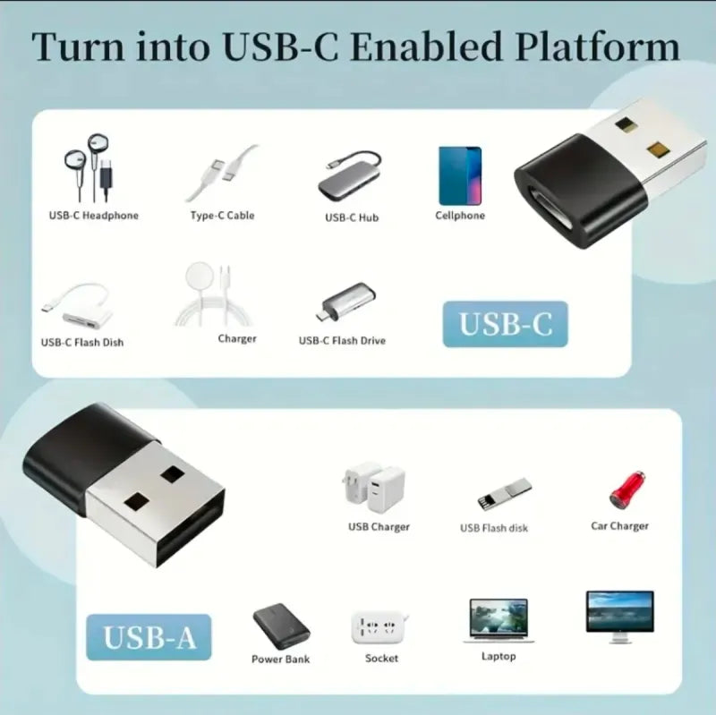 4 Adaptadores USB C, Micro USB, USB A
