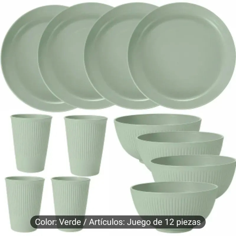 Juego Vajilla Verde 12 Piezas