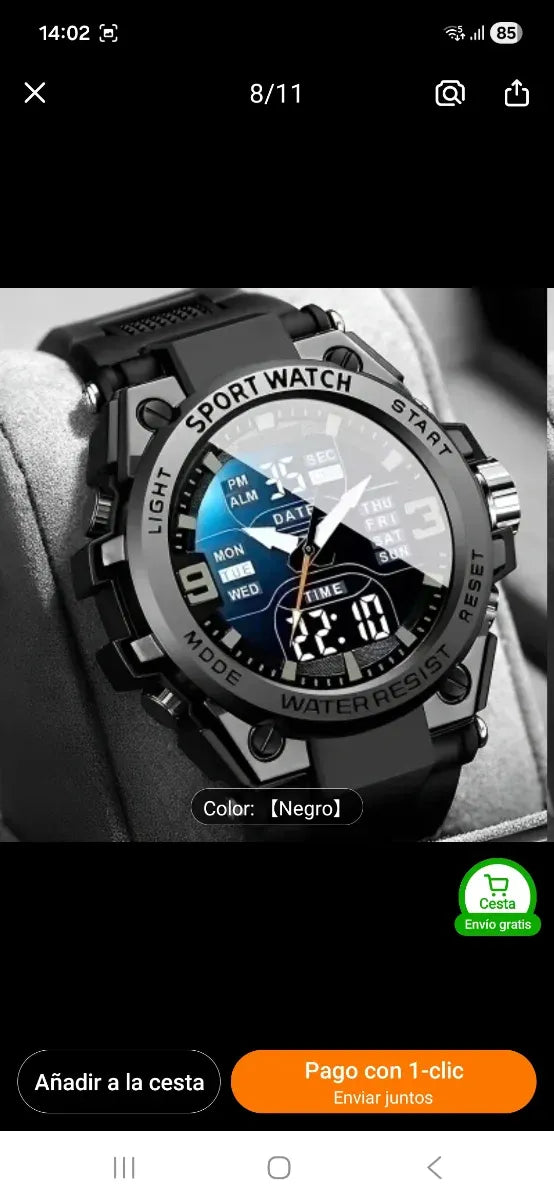 Reloj Deportivo Negro Aleación Acero Espectacular