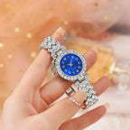 Reloj Dama Cuarzo Brillantes Azul Plata Divino