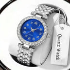 Reloj Dama Cuarzo Brillantes Azul Plata Divino