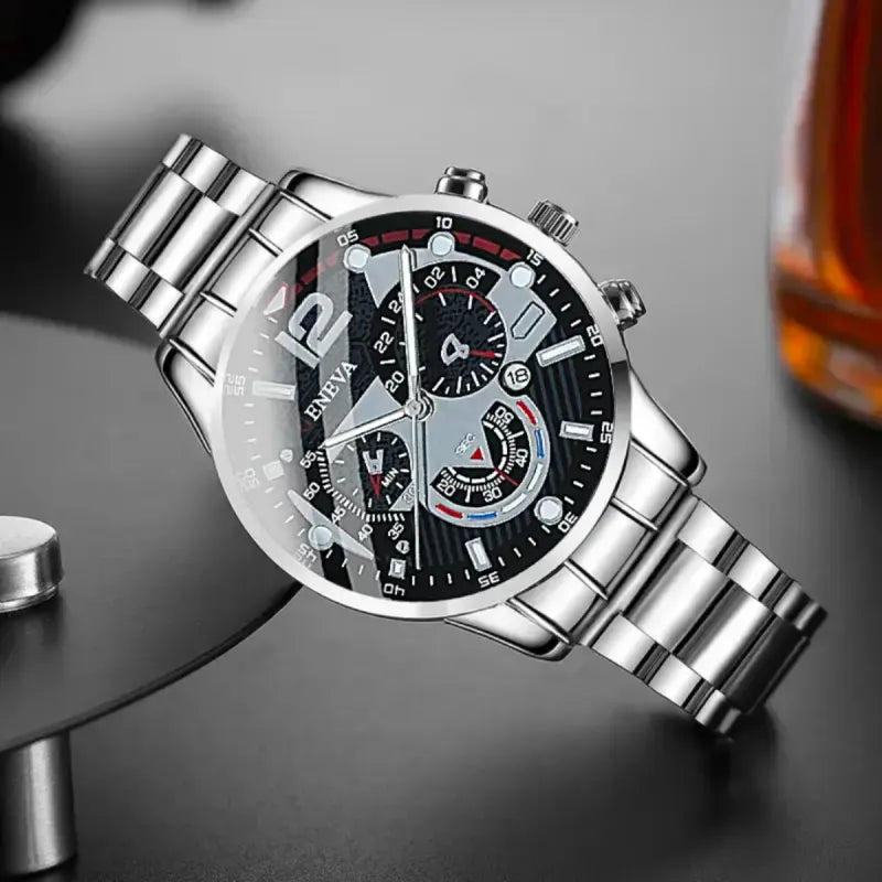 Reloj de Acero Inoxidable de Cuarzo con Calendario