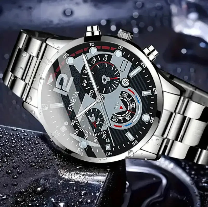 Reloj de Acero Inoxidable de Cuarzo con Calendario