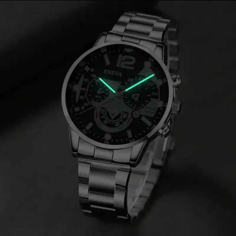 Reloj de Acero Inoxidable de Cuarzo con Calendario