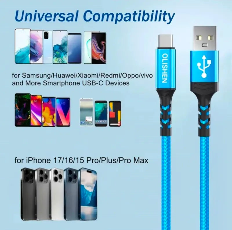 Cable Carga Rápida USB-A a USB-C OLISHEN de 1 metr