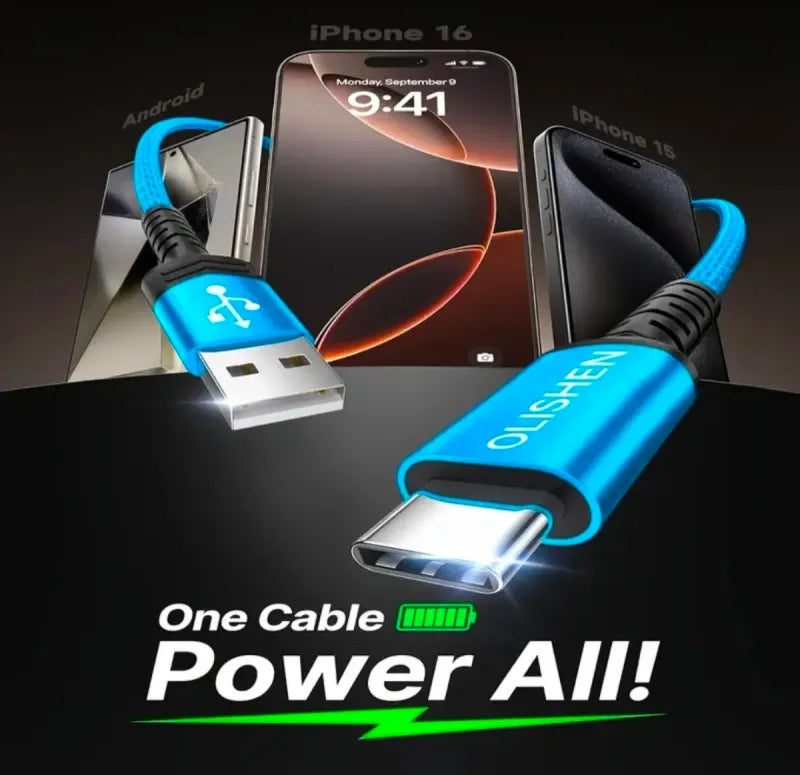 Cable Carga Rápida USB-A a USB-C OLISHEN de 1 metr