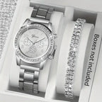 Reloj Geneva Mujer Elegante Plata y Blanco