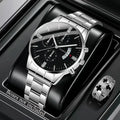 Reloj Geneva Luminoso Hombre Plata Negro
