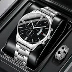 Reloj Geneva Luminoso Hombre Plata Negro