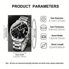 Reloj Geneva Luminoso Hombre Plata Negro