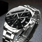 Reloj Geneva Luminoso Hombre Plata Negro
