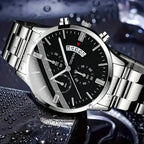 Reloj Geneva Luminoso Hombre Plata Negro