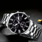 Reloj Geneva Elegante Negro y Plateado