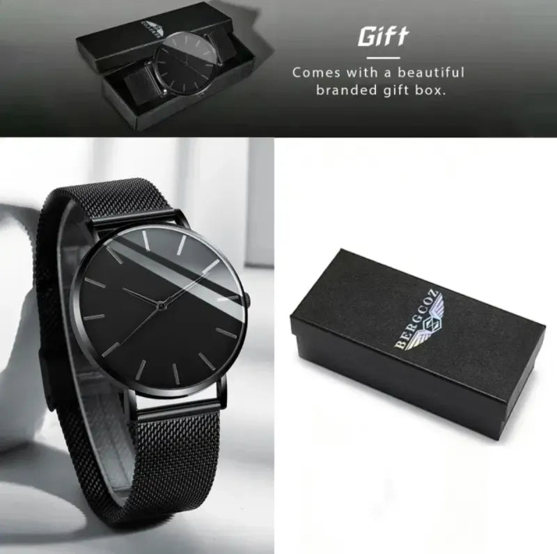 Reloj Minimalista Negro Diseño Circular