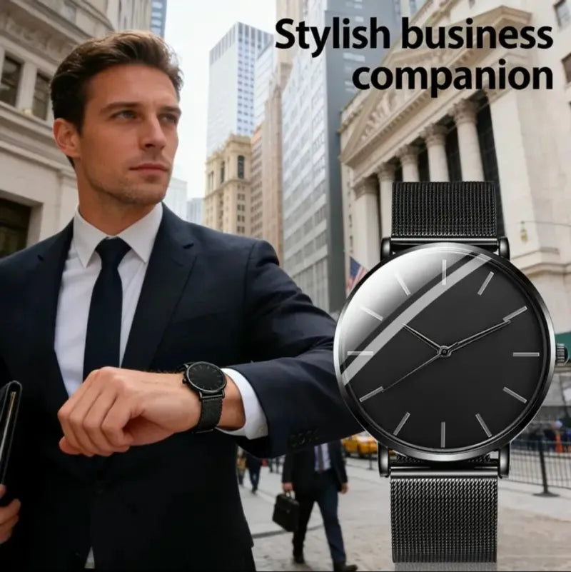 Reloj Minimalista Negro Diseño Circular