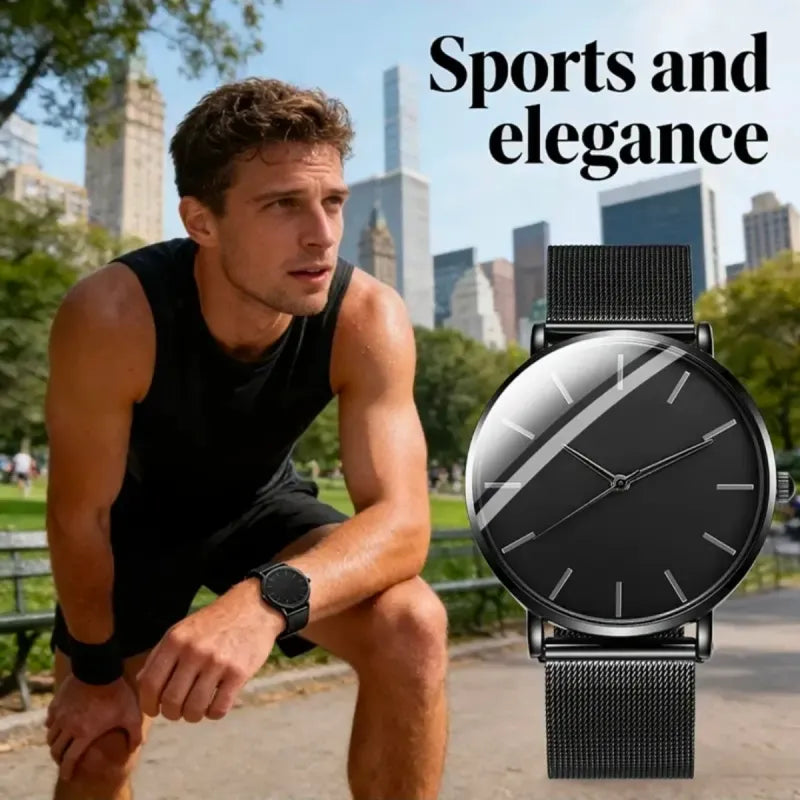 Reloj Minimalista Negro Diseño Circular