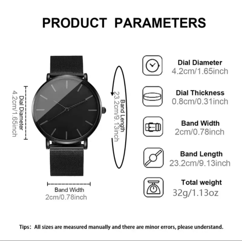 Reloj Minimalista Negro Diseño Circular