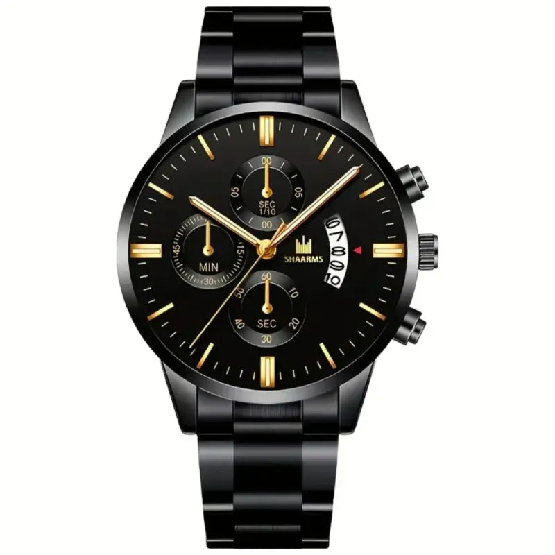 Reloj SHAARMS Acero Negro y Dorado Elegante