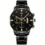 Reloj SHAARMS Acero Negro y Dorado Elegante