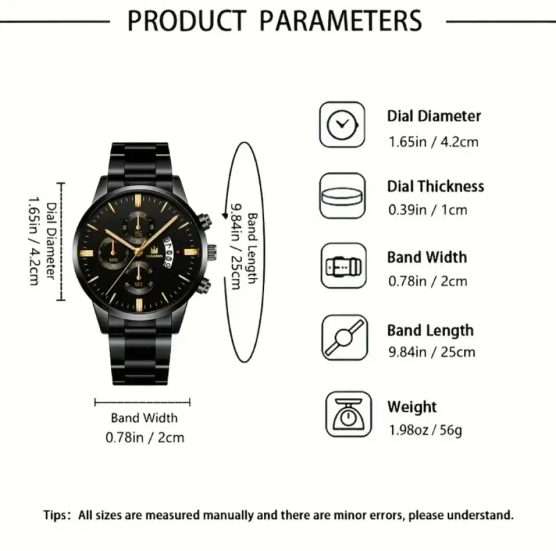 Reloj SHAARMS Acero Negro y Dorado Elegante