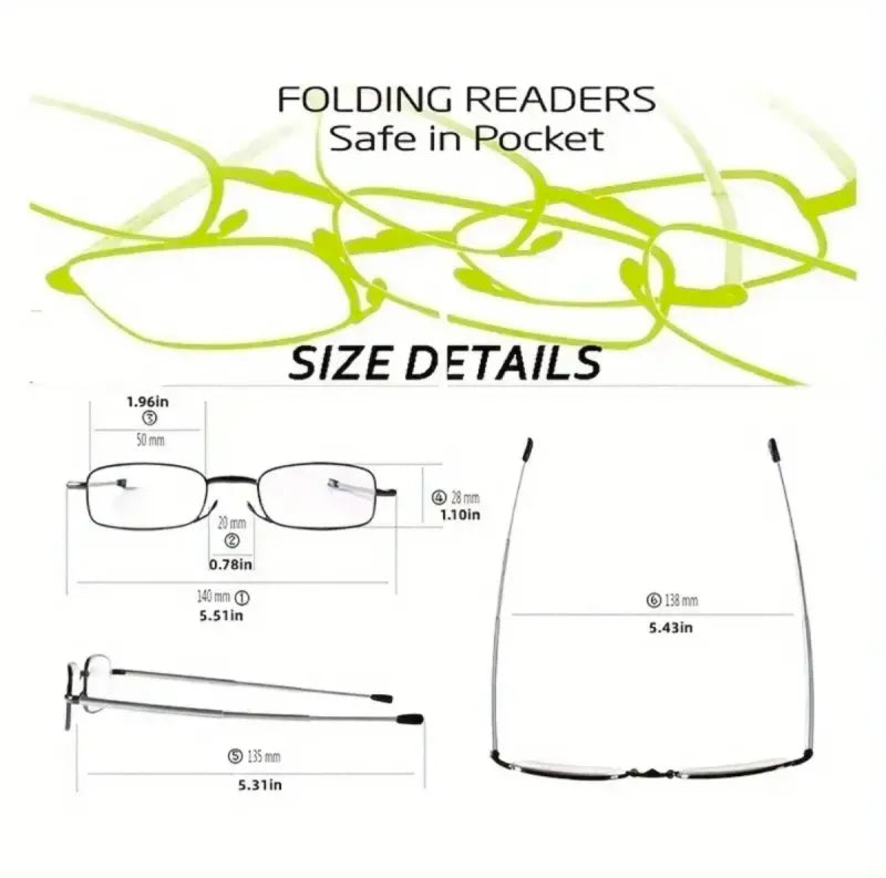Gafas Lectura Elegantes Plegables Unisex  +100