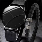 Reloj Cuarzo Redondo Negro Adicional Manilla