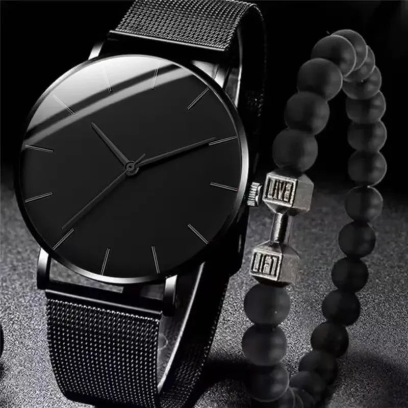 Reloj Cuarzo Redondo Negro Adicional Manilla