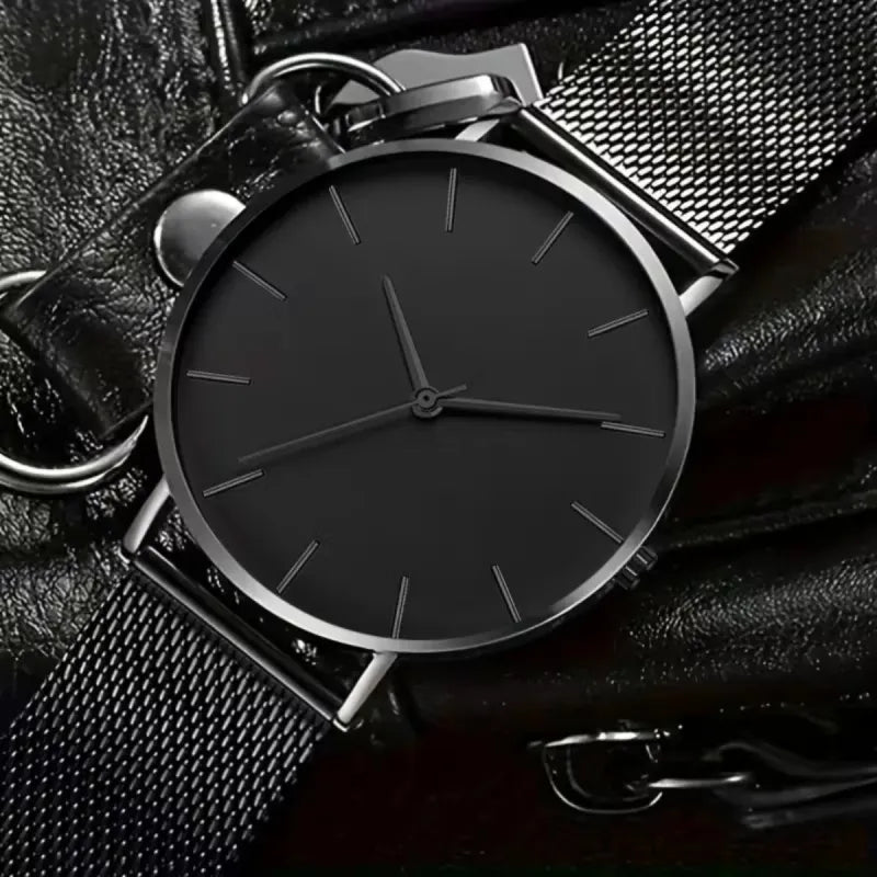 Reloj Cuarzo Redondo Negro Adicional Manilla