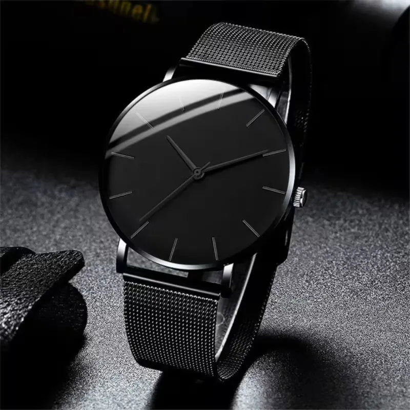 Reloj Cuarzo Redondo Negro Adicional Manilla