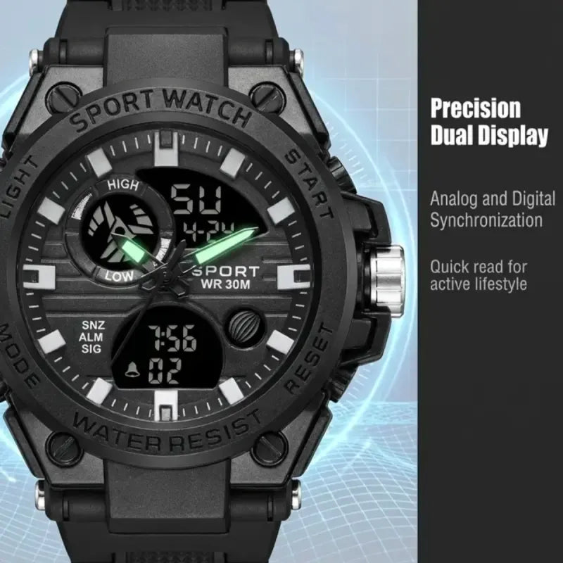 Reloj Deportivo Dual-Display Negro